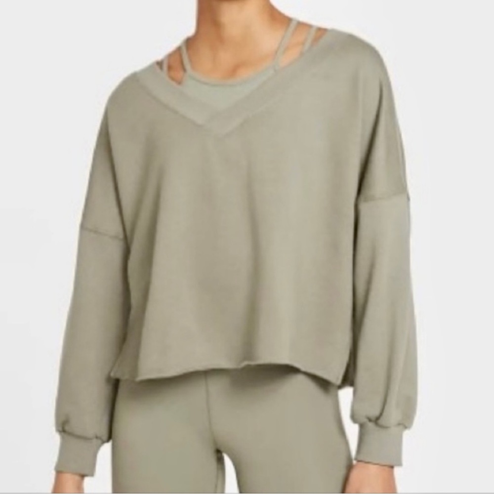 Nike Yoga Luxe Women's Fleece V Neck Top Size 1x